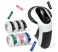 Goknu Etichettatrice a Rilievo, 3D Etichettatrice Etichette Adesive Nero, Stampante Portatile E975, Macchina da Scrivere Omega con 6 Nastro design ergonomico con rotella a scatto per uso domestico