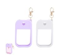 Goktvai 2pz Custodia in Silicone Compatibile con Spray Disinfettante per Le Mani 30ml, Portachiavi con Spray Disinfettante per Le Mani Portatile Accessorio Viaggio Donne (Viola, Bianco)