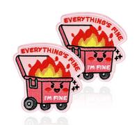 Goktvai 2pz Toppe Rosa a Forma di Cassonetto, Toppe Ricamate a Forma Cassonetto con Scritta Io Sono Bene Tutto è Posto da Applicare con il Ferro Stiro per Zaino e Cappello