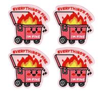 Goktvai 4pz Toppe Rosa a Forma di Cassonetto, Toppe Ricamate a Forma Cassonetto con Scritta Io Sono Bene Tutto è Posto da Applicare con il Ferro Stiro per Zaino e Cappello