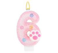 Goktvai Candele Compleanno per Cani e Gatti, Candele di Compleanno Rosa con Numeri Decorazioni per Torte a Forma di Zampa Adatte Feste a Tema Animali Domestici (6)