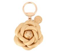 Goktvai Portachiavi a Forma di Fiore in Pelle, Elegante Portachiavi a Forma Rosa Accessorio Decorativo per Borse e Chiavi di Fiore in Pelle PU (Oro)