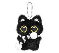 Goktvai Portachiavi Peluche a Forma Gatto Nero, Grazioso Ciondolo per Borsetta a Forma di Animale di Peluche per Uomo e Donna Amanti Degli Animali Borsa Zaino (Nero, Bianco)
