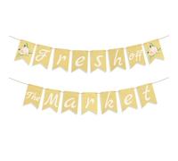 Goktvai Striscione Feste Fresh Off The Market, Ghirlanda Pre-Infilata a Tema Floreale Del Mercato Agricolo Decorazioni per Feste Addio Nubilato Forniture per Addio Nubilato Matrimoni e Fidanzamenti