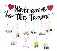 Goktvai Welcome to The Team Striscione con Spirali Sospese, Nessun DIY Nuovo Dipendente Striscione Benvenuto con Cuore Decorazioni Festa Ufficio per Nuovo Staff Collega Insegnante Membro Team