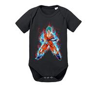Goku Blue Fire Baby Dragon Proverbi Ball Son Romper Body in Cotone Biologico per Ragazzi e Ragazze 0-12, Größe2:74/7-9 Mesi, Baby:Nero