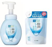 Gokujyun Hyaluron Schiuma detergente idratante per il viso, 160 ml + 140 ml di ricarica, Made in Japan