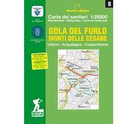 Gola del Furlo. Monti delle Cesane. Urbino, Acqualagne, Fossombrone. Carta dei sentieri 1:25.000. Ediz. italiana, inglese, francese e tedesca