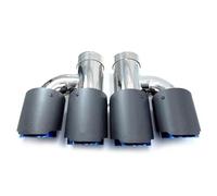 Gola della Coda dell'auto 1 Paio H Style Fibra Carbonio Opaca Acciaio Inossidabile Universale Doppio Tubo Di Scarico Blu End Coda Punta Quad Silenziatore Per BMW Per F30 Coda Gola(60MM IN-101MM OUT)