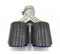 Gola della Coda dell'auto 1 Pz Universale Doppio Scarico Punta Coda In Fibra Di Carbonio Lucida Punta Tubo Di Scarico Coda Quad Tip Coda Gola(51MM IN 89MM OUT)