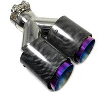 Gola della Coda dell'auto 1 Pz Universale Viola Doppio Tubo Di Scarico Lucido In Fibra Di Carbonio Tubo Di Scarico Coda Quad Punta Del Silenziatore Di Scarico Coda Gola(67MM IN-101MM OUT)