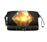 Gold Ace of Diamonds Poker Card - Trousse a doppio strato, per donne e ragazze, trousse da viaggio per trucchi e trucchi, con scomparto per pennelli, Multi, 27x15x14 cm/10.6x5.9x5.5 in, Beauty case