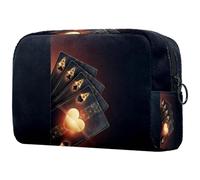 Gold Ace Poker Cards - Trousse da donna, per articoli da toeletta da viaggio, grande, pratica borsa organizer con cerniera, Multi, 18.5x7.5x13cm/7.3x3x5.1in, Beauty case