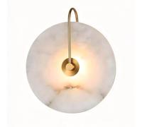 Gold Alabaster Wall Sconce, Natural Marble Wall Light | Hardwired Circular Sconce LED Modern Wall Lamp, for Living Room Bedroom Dining Room Hallway(A,Large)