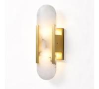 Gold Alabaster Wall Sconce, Natural Marble Wall Light | Hardwired Circular Sconce LED Modern Wall Lamp, for Living Room Bedroom Dining Room Hallway(B,Small)