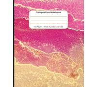 Gold and Magenta Marble Composition Notebook | Wide Ruled 7.5 x 9.25 Inch | 110 Pages | Elegant Marble Cover Notebook for School, College & ... for School Notes, Journaling, and Writing