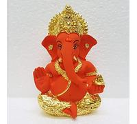 Gold Art India Idolo in ceramica di Ganesha, idolo di Ganesh per cruscotto auto, piccolo idolo di Ganesha Murti Ganpati, decorazione per la casa, statuetta Puja Lord Ganesh, regalo per scrivania da