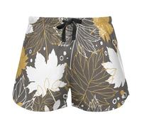 Gold Autumn Leaves Pajama Bottoms for Women, Elastic Waist Drawstring Lounge Shorts Yoga,XXL