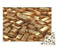 Gold Bars Stack-Luxury Investment Style Adult Puzzle for Decompression Pile of Shiny Gold Bars Educational Game Challenge 1000 Piece 38x26cm/1000pcs