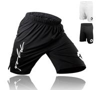 Gold BJJ Pantaloncini da Jiu Jitsu, Approvati dall'IBJJF, per Grappling, MMA, Wrestling, Muay Thai e Boxe, Nero, M