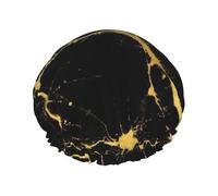 Gold Black Marble Texture Cuffia Da Bagno Per Donna Impermeabile Cuffia Da Bagno Flessibile Cuffie Capelli Per Hotel Spa Casa