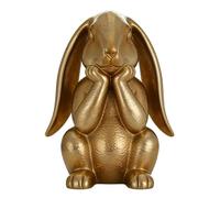 Gold Bunny Figurine - Easter Thinking Bunny | Rabbit Statue Decoration | Elegant Tabletop Accent, Rabbit Spring Centerpiece Decor for Home Indoor Tabletop Shelf Mantel Dining Table Entryway Living
