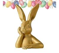 Gold Bunny Figurine - Resin 12 x 12,5 x 24 cm Vintage 3D Decor | Easter Bunny Statua With Elegant Finish, Tavolo Centerpiece, Home Decoration Use | Coniglio Sculpture Spring Decor, Farmhouse Office