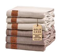 GOLD CASE Asciugamano da spiaggia turco serie LYCIA - Set di 6 - XXL oversize 177,8 x 96,5 cm, 100% cotone, ad asciugatura rapida, leggero, senza sabbia, turco (marrone-beige)