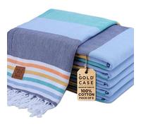 Gold CASE, set da 6 asciugamani XXL 70 x 39 originali OLYMPOS pestemal, 100% cotone turco naturale, ad asciugatura rapida, asciugamano ultraleggero per spiaggia, bagno, spa, coperta (Olympos Multi)