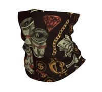 Gold Chains Skulls And Dollar Ghetta da Collo Elastico Fascia per Capelli Antivento Sciarpa al Collo per Donna Arrampicata Elegante Headwrap