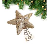 Gold Christmas Decoration Set, Star-Shaped Tree Topper, Hanging Ball, Christmas Home Party Decor(Treetop Star)