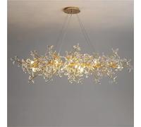 Gold Crystal Chandelier For Living Room Dining Room Decor Adjustable Hight Branch Shaped Modern Flower Pendant Lights Fixture