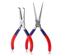 GOLD DEER 2PCS Set di pinze a becchi d'ago Mini pinze a becchi lunghi e pinze a becchi d'ago piegate Pinze per gioielli, pinze a becchi d'ago extra lunghe per avvolgere i fili.