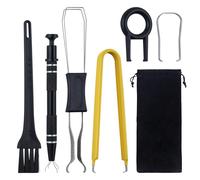 GOLD DEER Kit di 6 estrattori per tastiera, 2 in 1, estrattore per tastiera, estrattore di chiavi, con spazzole, pinza a 4 ganasce per tastiera meccanica, componenti elettronici, rimozione di elementi