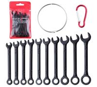 GOLD DEER Set di 10 mini chiavi di accensione standard SAE da 5/32"-7/16" con estremità aperta e chiave combinata, sottile, con custodia portatile e portachiavi, nero