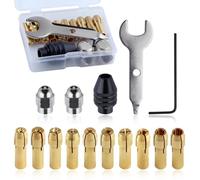 GOLD DEER Set di 15 dadi rotanti per mandrino per trapano Set di dadi per pinze rotanti da 0,5-3,2 mm di ricambio 4486 Strumento rotante senza chiave Accessorio per mandrino a cambio rapido con dado