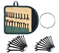 GOLD DEER Set di 20 mini chiavi inglesi standard metriche e SAE da 4 mm-11 mm e 5/32"-7/16", set di chiavi combinate con estremità aperta, super con custodia a rullo e portachiavi, rivestimento