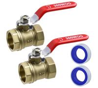 GOLD DEER Valvola a sfera da 3/4 di pollice con porta completa, confezione da 2 valvole a sfera in ottone forgiato resistente con maniglia a leva da 3/4" femmina NPT valvole di controllo del flusso