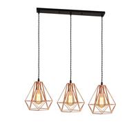 Gold Droplight Chandelier Hanging Light Fixture 3-Lights Rectangle Industrial Metal Lamp Pendant Lighting Over Counter Bar for Foyer Dining Living Room Kitchen(Rectangular-60cm)
