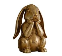 Gold Easter Decor - Thinking Bunny Statue | Resin Golden Rabbit Figurine | Tabletop Ornament For Home Indoor Shelf Mantel Dining Room Entryway | 24cm Farmhouse Animal Sculpture | Birthday Gift