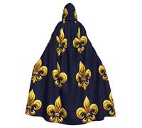 Gold-Fleur-De-Lis-Blue - Mantello da strega con cappuccio, per costume di Halloween