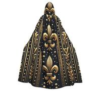 Gold-Fleur-De-Lis - Mantello con cappuccio da strega per adulti, costume di Halloween con cappuccio