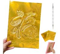 Gold Foil Sheets, Embossing Craft Foil Sheets, Double-Sided Silver Gold Aluminum Foils for Crafting, Painting, Engraving, DIY Handmade, Art Projects, Handicrafts & Holiday Ornament Making (A2)
