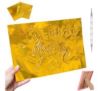 Gold Foil Sheets, Embossing Craft Foil Sheets, Double-Sided Silver Gold Aluminum Foils for Crafting, Painting, Engraving, DIY Handmade, Art Projects, Handicrafts & Holiday Ornament Making (A1)