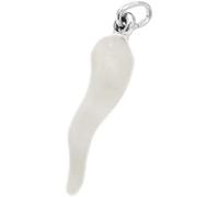 Gold Gala Ciondolo Corno Portafortuna in Argento 925, Pendente Cornetto Napoletano per Collane e Bracciali (3 cm, Bianco)