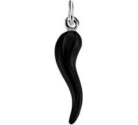 Gold Gala Ciondolo Corno Portafortuna in Argento 925, Pendente Cornetto Napoletano per Collane e Bracciali (3 cm, Nero)