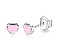 Gold Gala Orecchini in Argento 925 Rodiato Bimba Ragazza (Cuore Rosa)