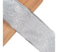 Gold Glitter Wired Ribbon 6m Metallic Edge Christmas | Imitation Linen With Iron Wire, 6cm Wide, Flexible Shaping For Wreaths, Bows, Wrapping, Holiday Home Decor