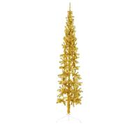 Gold Half Christmas Tree, Slim 180cm Artificial Holiday Decor, Space Saving PVC Steel Stand, Realistic Design for Indoor Home Decoration
