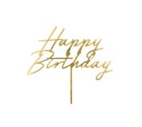 PartyDeco Topper per torta Happy Birthday, 18 x 16,5 cm, oro